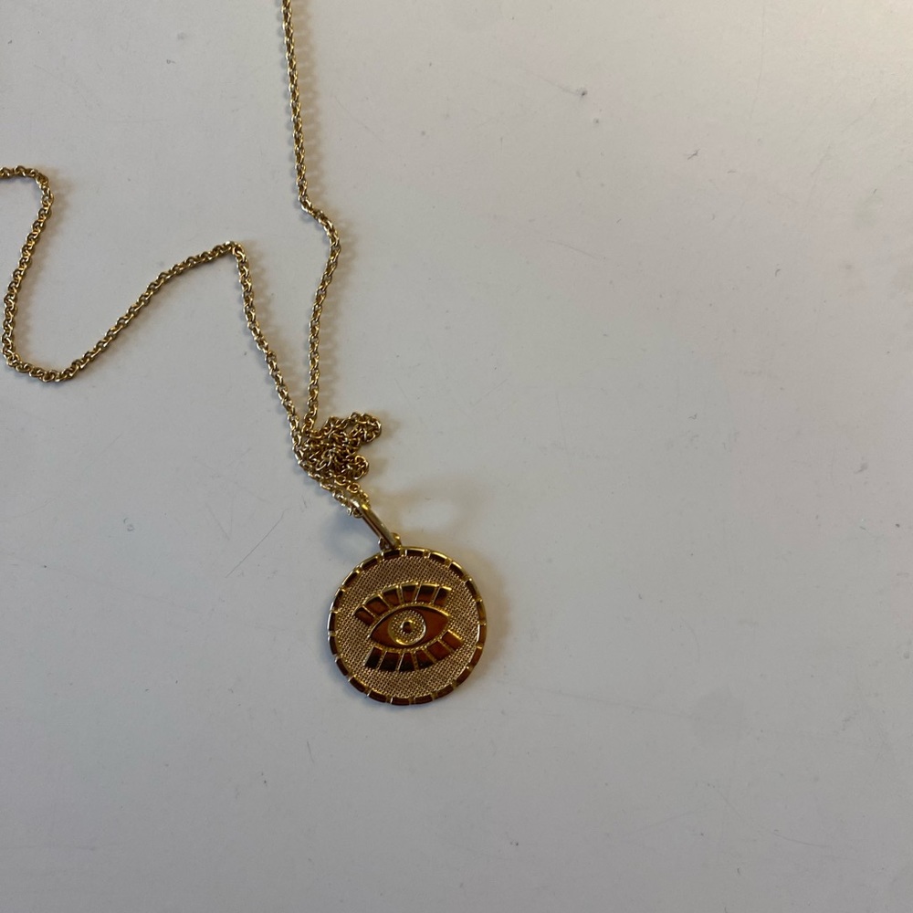 Gold fill sunburst eye design pendant on chain